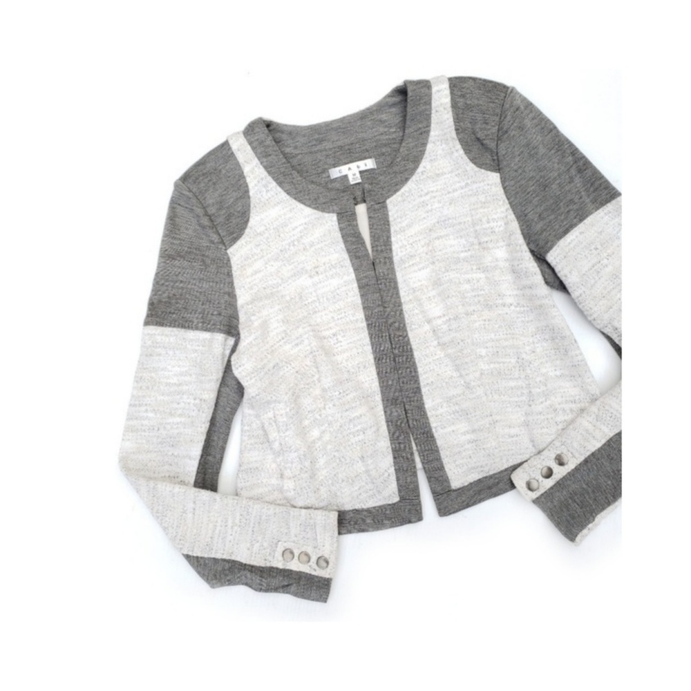 NWT Cabi Gray Color Block Cropped Motto Jacket - Picture 3 of 8